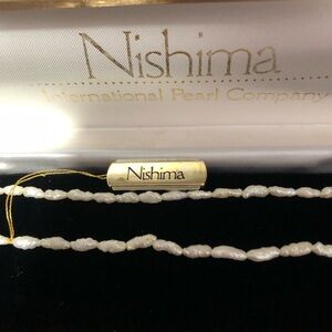 Nishima international 14k solid gold fresh water White Pearl Necklace